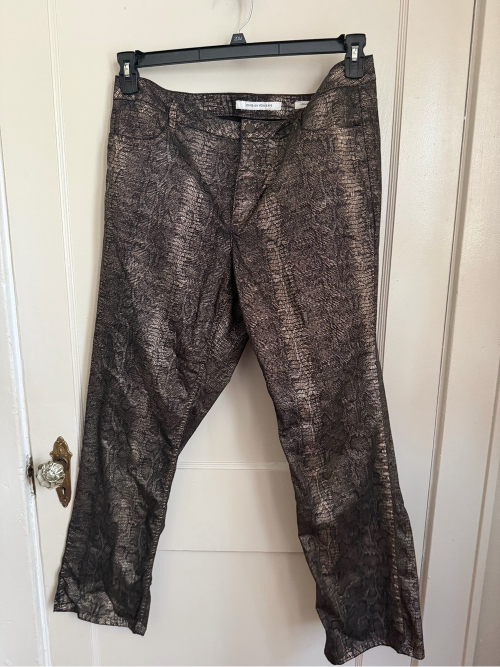 Jones New York Brown Snake-Print Dress Pants